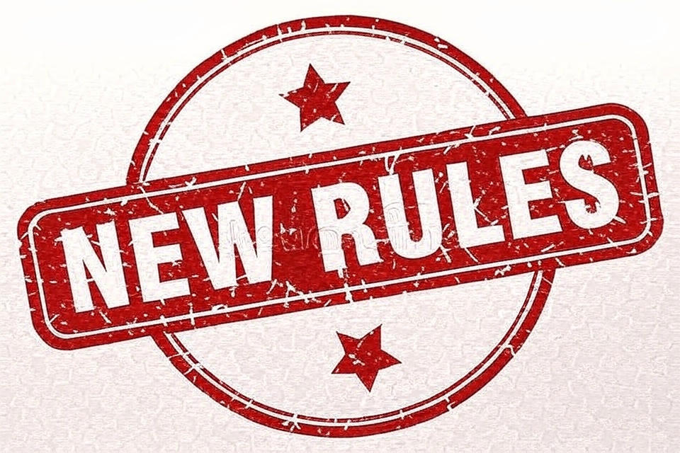 Red stamp graphic with 'New Rules' text, symbolising updated UK employer sponsorship regulations and compliance requirements for businesses in 2025.