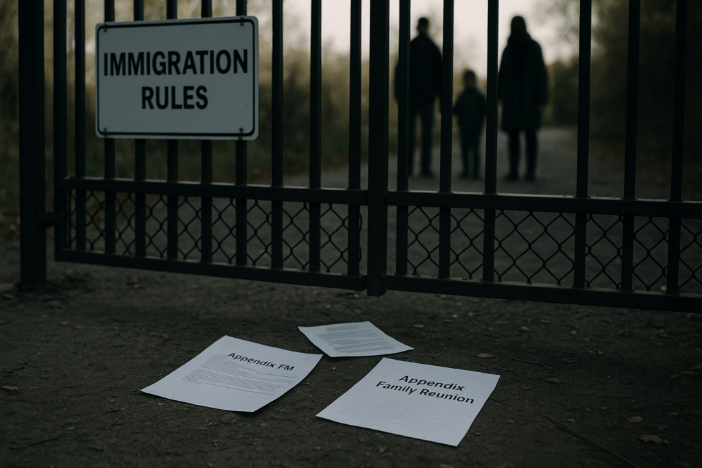 Image for article on the temporary closure of the Refugee Family Reunion route (HC 1298), redirecting families to stricter Appendix FM.