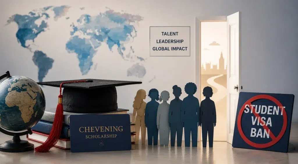 Student Visa Restrictions affecting Chevening scholars and international students seeking higher education opportunities in the UK.